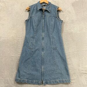 Vintage Match Denim Dress Womens 8 Southwestern USA Made 90s Y2K